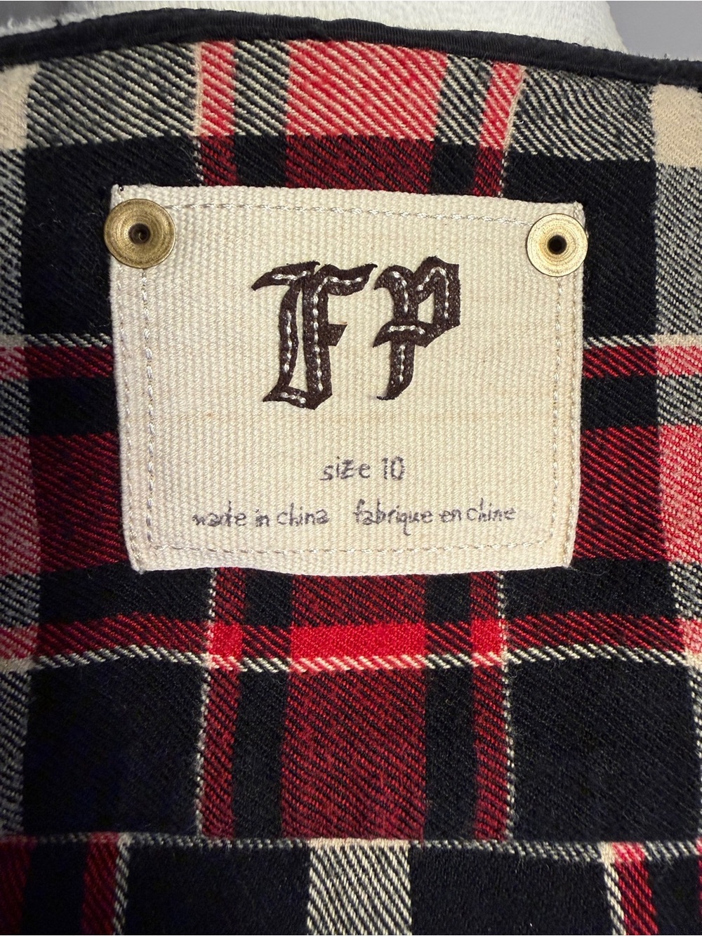 Free People Red & Black Plaid Hooded Flannel - Picture 4 of 5